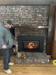 Chimney liner installation for new wood stove - stainless steel liner install in Chicagoland
