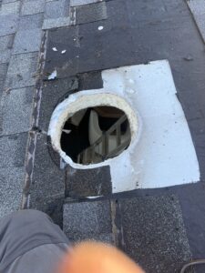 Chimney removal with roof and shingle repair - chimney demo and roofline work in Chicago, IL