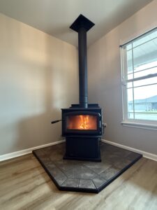 Freestanding wood stove installation - wood stove setup and venting by Midwest Chimney Specialists, Chicagoland